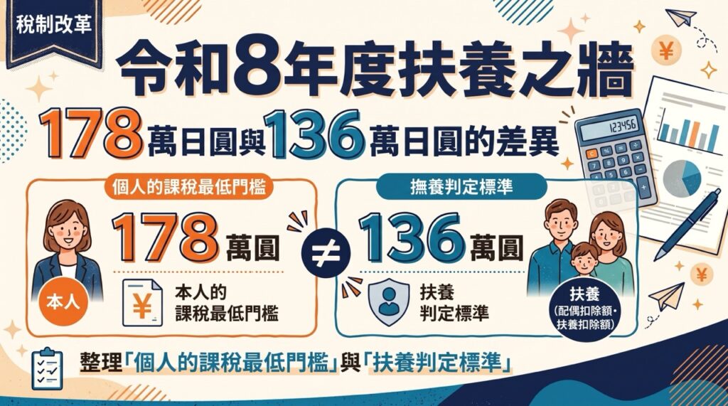 2026年扶養之壁全解：103萬、106萬、123萬、130萬、160萬…現在到底是多少？